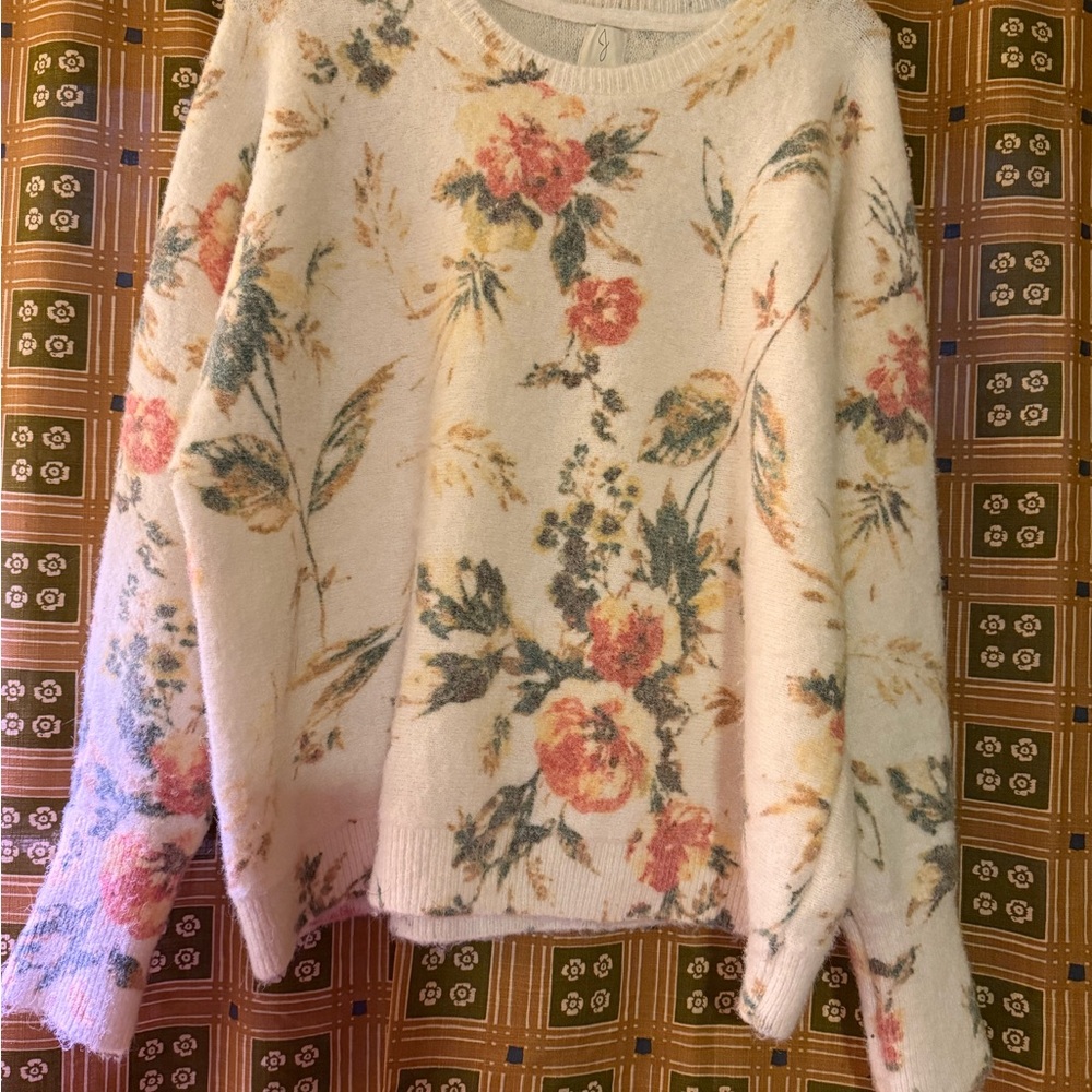 Joie Cream Floral Print Sweater